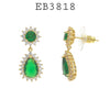 Pear Green Cubic Zirconia Drop Dangle Earrings in Brass