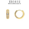 Gold Plated Round Pave Set Cubic Zirconia Hoop Huggie Earrings in Brass, 20mm