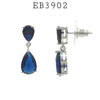 Blue Tear Drop Cubic Zirconia Pear Cut Fashion Brass Earrings