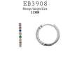 Multicolor CZ Hoop Earrings in Brass, 12mm