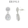 White Cubic Zirconia Halo Pear Drop Dangle  Fashion Earrings in Brass