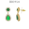 Green Cubic Zirconia Halo Pear Drop Dangle  Fashion Earrings in Brass