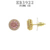 Pink Round CZ Stud Halo Earrings in Brass