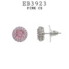 Pink Round CZ Stud Halo Earrings in Brass