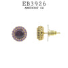 Lilac Round CZ Stud Halo Earrings in Gold Plated Brass