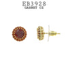 Red Ruby Round CZ Studs Halo Earrings in Brass