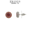 Red Ruby Round CZ Studs Halo Earrings in Brass