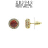 Multicolor Round CZ Studs Halo Earrings in Gold Plated Brass, 10mm