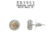 Multicolor Round CZ Studs Halo Earrings in Rhodium Plated Brass, 10mm