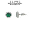 Multicolor Round CZ Studs Halo Earrings in Rhodium Plated Brass, 10mm