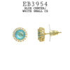 Multicolor Round CZ Studs Halo Earrings in Gold Plated Brass, 10mm