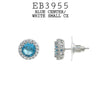 Multicolor Round CZ Studs Halo Earrings in Rhodium Plated Brass, 10mm