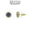 Multicolor Round CZ Studs Halo Earrings in Gold Plated Brass, 10mm