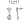 White Cubic Zirconia Drop Dangle Earrings in Brass