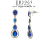 Blue Sapphire CZ Pear Cut Drop Dangle Long Statement Earrings in Brass