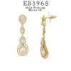 White CZ Pear Cut Drop Dangle Long Statement Earrings in Brass