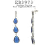 Blue Sapphire CZ Pear Cut Drop Dangle Long Statement Earrings in Brass