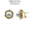 Faux Pearl and Cubic Zirconia Halo Stud Earrings in Brass, 16mm