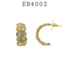 Bezel Set Bubble Cluster White CZ Hoop Earrings in Brass, 30mm