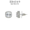 Cushion Cut White CZ Stone Halo Stud Earrings in Brass