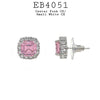 Cushion Cut Pink CZ Stone Halo Stud Earrings in Brass