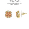 Cushion Cut Orange CZ Stone Halo Stud Earrings in Brass