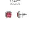 Cushion Cut Pink Fuchsia CZ Stone Halo Stud Earrings in Brass