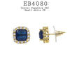 Cushion Cut Royal Blue CZ Stone Halo Stud Earrings in Brass