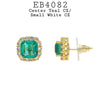 Cushion Cut Green CZ Stone Halo Stud Earrings in Brass