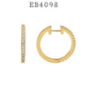 Round Pave Set Cubic Zirconia Hoop Huggie Earrings in Brass, 40mm