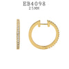 Round Pave Set Cubic Zirconia Hoop Huggie Earrings in Brass, 25mm