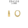 Dainty, Small Plated Oval Hoops Hinged Closure in Brass, 10mm
