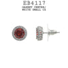 Multicolor Round CZ Studs Halo Earrings in Rhodium Plated Brass, 10mm