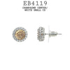 Multicolor Round CZ Studs Halo Earrings in Rhodium Plated Brass, 10mm