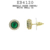 Multicolor Round CZ Studs Halo Earrings in Gold Plated Brass, 10mm