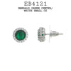 Multicolor Round CZ Studs Halo Earrings in Rhodium Plated Brass, 10mm