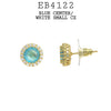 Multicolor Round CZ Studs Halo Earrings in Gold Plated Brass, 10mm