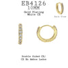 Classic White CZ All Around Hinged Brass Earrings, 10mm