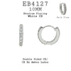 Classic White CZ All Around Hinged Brass Earrings, 10mm