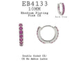 Dainty Pink CZ All Around Brass Earrings, 10mm