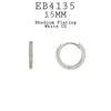 Small Round Huggie White CZ Classic Hoops Earrings, 15mm