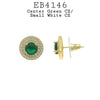 Green Emerald CZ Round Double Halo Stud Earrings in Brass