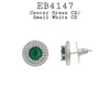 Green Emerald CZ Round Double Halo Stud Earrings in Brass