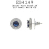 Blue Sapphire CZ Round Double Halo Stud Earrings in Brass