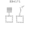 Square Shaped Cubic Zirconia Dangle Earrings in Brass