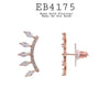 Rose Gold Climber White Cubic Zirconia Crawler Earrings in Brass