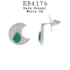 Micro Pave CZ Set Half Moon Fashion Earrings in Brass