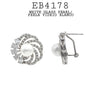 White Pearl & CZ Stud Fashion Cocktail Earrings in Brass