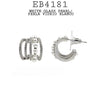 White Pearls & CZ Stud Open Hoop Earrings in Brass