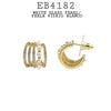 White Pearls & CZ Stud Open Hoop Earrings in Brass